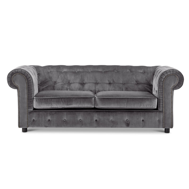Aaron 2 Seater Velvet Sofa, Silver, 3