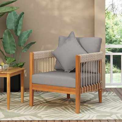 Fauteuil club d'extérieur en bois d'acacia