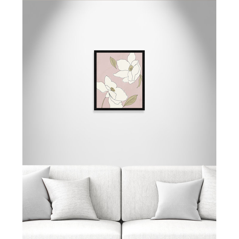 Oleander blanc - cadre photo, Cadre noir, H 19 po x l 16 po x P 0,75 po