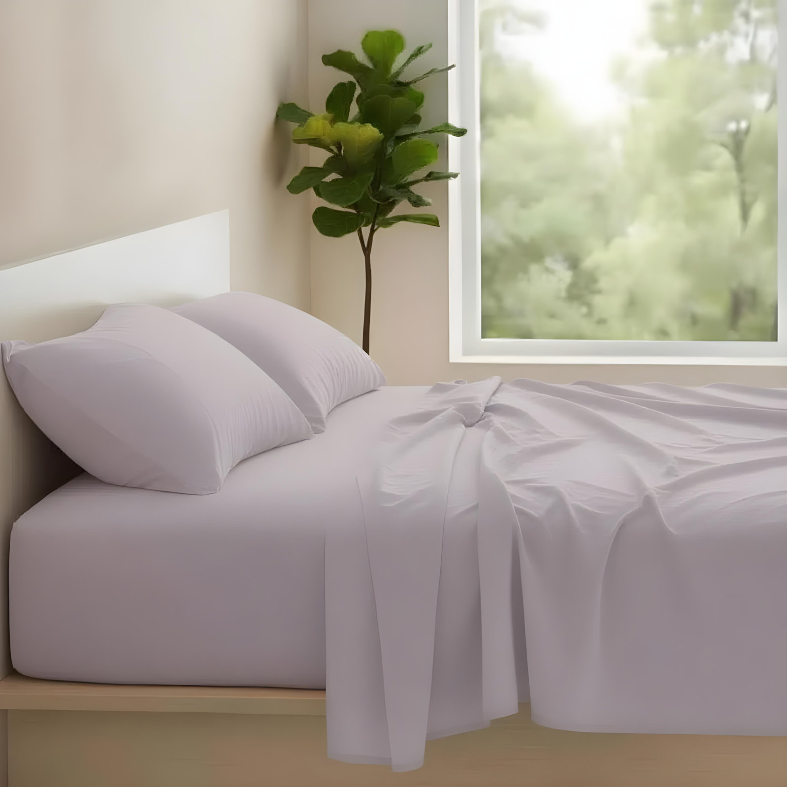 Frazier 100% Linen Machine Woven Sheet Set, King Sheet Set with 2 Pillowcases, Lilac Marble