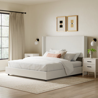 Hanson Linen Upholstered Wingback Bed