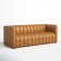 Anorea 83'' Genuine Leather Channel Tufted Sofa