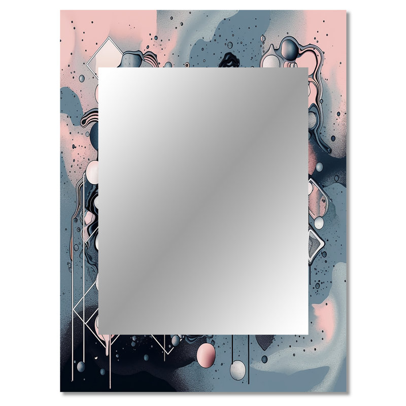 Blue And Orange Vibrant Paradoxes IV - Abstract Mirror, Modern Decorative Wall Mirror, Printed Metal Art, 40" x 30"