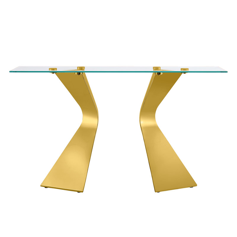 Olmitz 51'' Glass Top Console Table, Gold