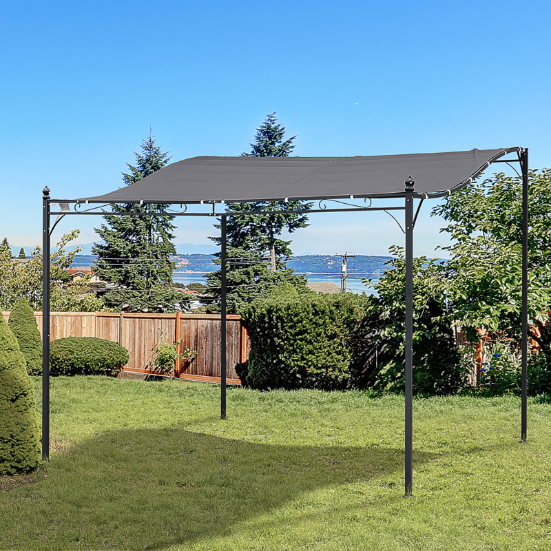 Outsunny Gray Steel Outdoor Pergola Gazebo with Weather-Resistant Canopy