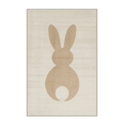 Soft Plush Fairman Easter Modern & Contemporary Abstract Area Rug in Beige – Beige Binding