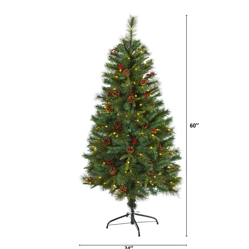 Lighted Artificial Christmas Tree, 5' H