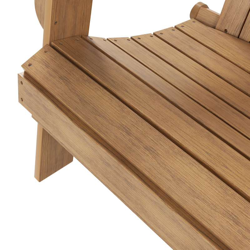 Arrlo Outdoor All-Weather Poly Folding Adirondack Seashell Chair, Teak
