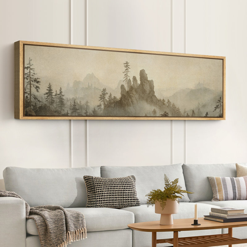 Impression sur toile encadrée Misty Mountain, H 20 po x l 60 po, Naturel
