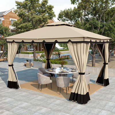 10 Ft. W x 12 Ft. D Soft Roof Gazebos Steel Patio Gazebo