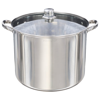 Buckingham Deep Induction Stainless Steel Stock Pot with Glass Lid