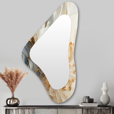 Grand miroir mural blanc et or Champagne Flow V - Champagne