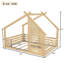 Lit double au sol avec fenêtre et petite tablette, lit en bois massif avec toit en forme de maison, sans sommier-887603081-887603085