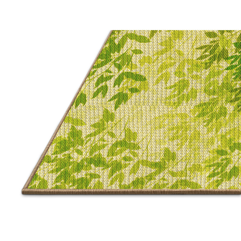 Tapis vert à motif floral, Rectangle 8 pi x 12 pi