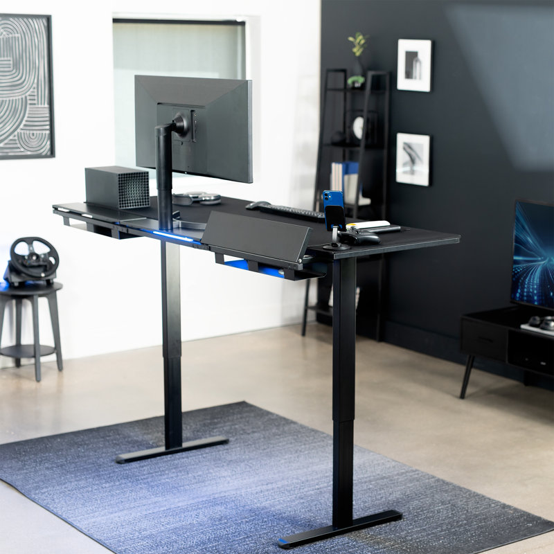 VIVO Electric 71" x 30" Desk, Full Pad, Hidden Cable Tabletop, Black