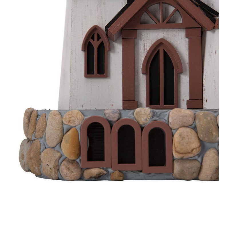 White and Brown Castle Birdhouse with Dragon Weathervane