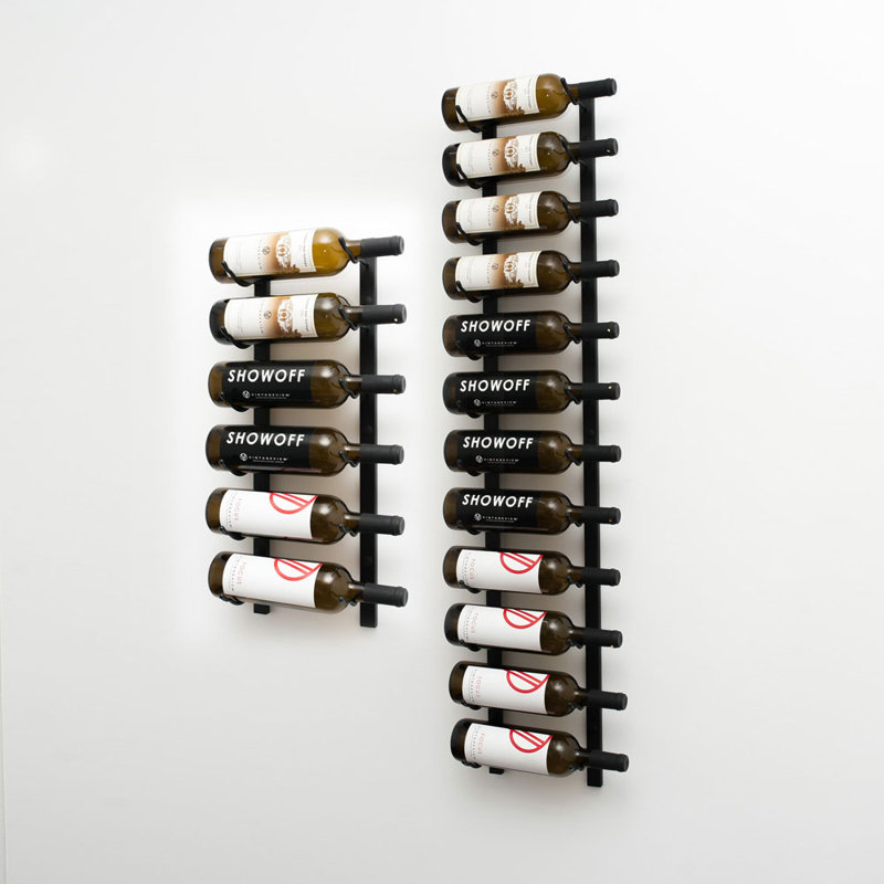 18 Bottle Wall Mounted Wine Bottle Rack, Matte Black
