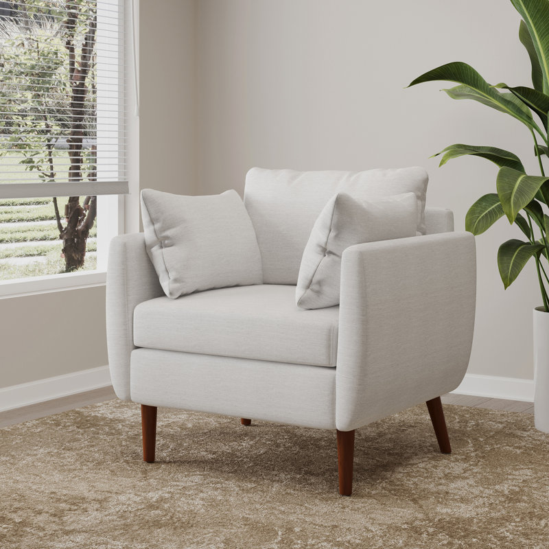 Tissu, fauteuil club avec pieds en bois