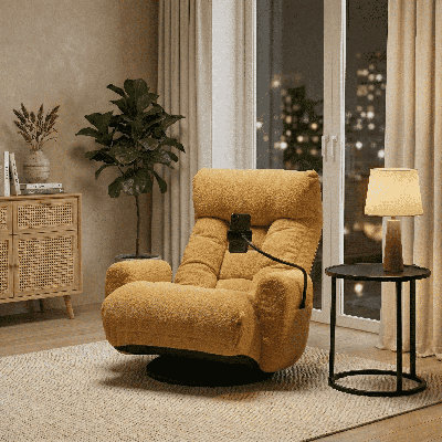 Modern Sherpa Swivel Sofa Chair with Cozy Adjustable Leisure Recliner for Living Room