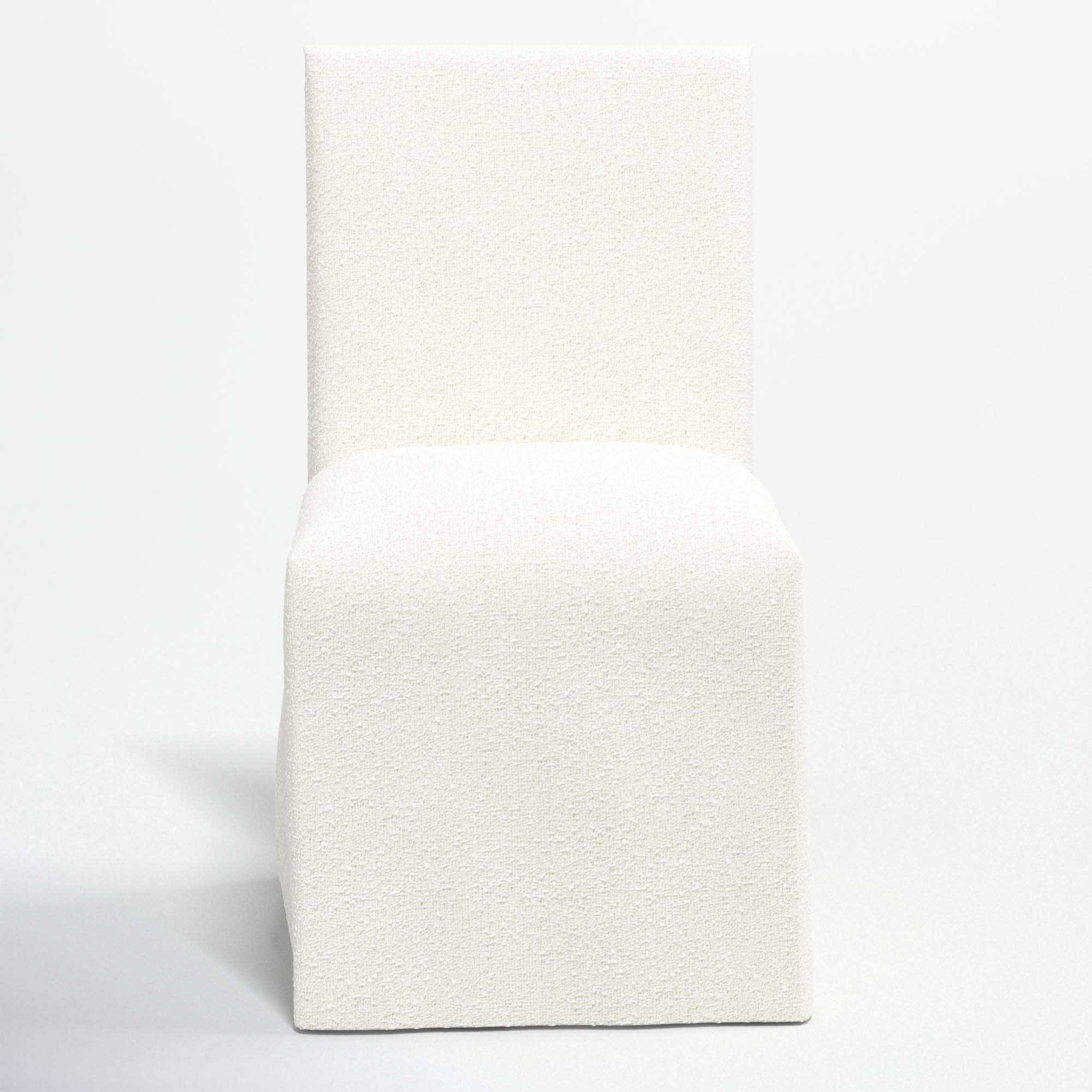 Armstrong Cotton Parsons Chair in Twill White, Classic Snow Boucle