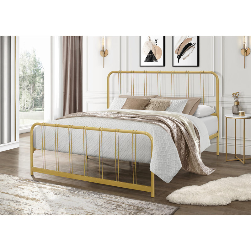 Emden Metal Slat Bed, Twin, Gold