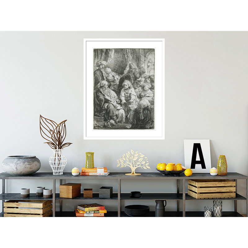 «Joseph Telling His Dreams» par Rembrandt van Rijn - Estampe numérique encadrée, H 41,5 po x l 33,32 po