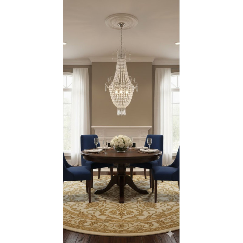5-Light Chrome Chandelier With Clear Crystals