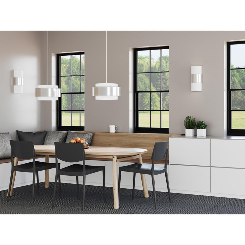 Luminaire suspendu tambour 3 lumières Myrteza, Nickel brossé, H 12 po x l 16 po x P 16 po