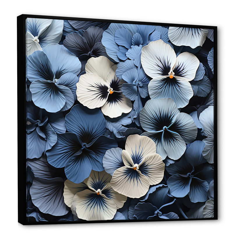 «Minimalisme Pansies In The Shadows I», reproduction sur toile, Cadre flottant noir, 24" H x 24" W
