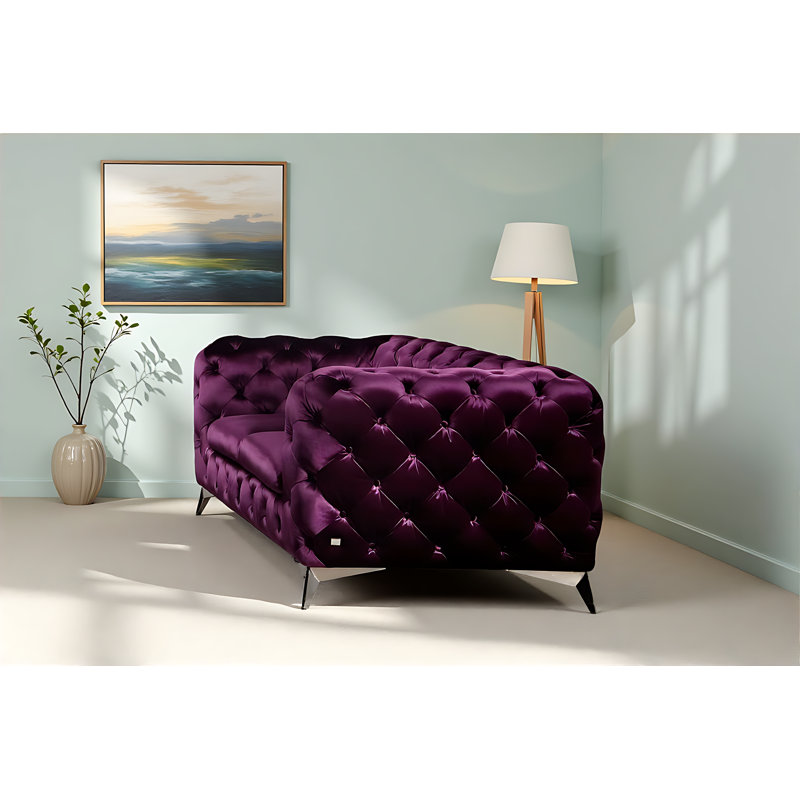 Hatmane Upholstered 74'' Loveseat, Purple Fabric
