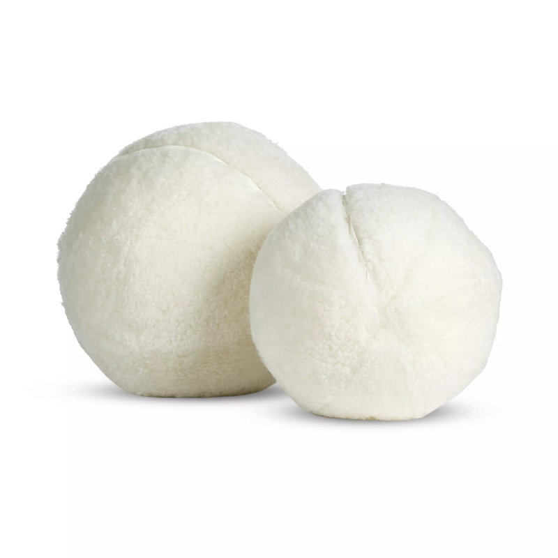 White Shearling Reversible Round Throw Pillow Set