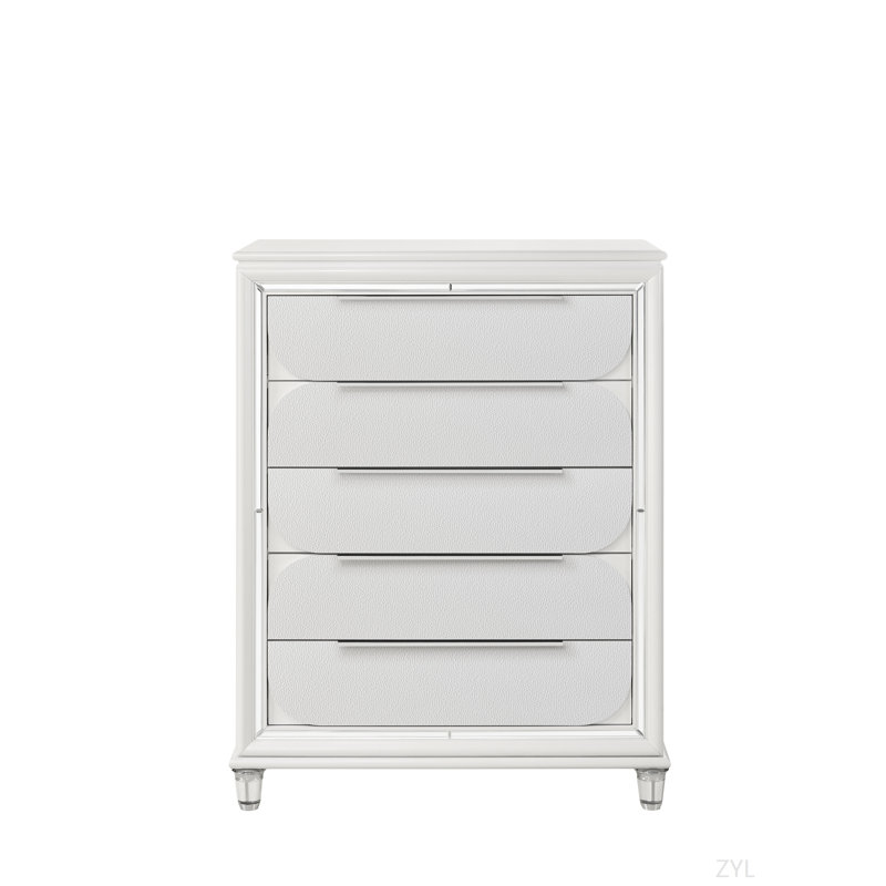 Commode finition perle blanche