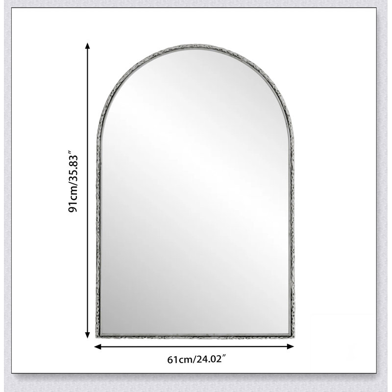 Miroir mural arqué avec cadre en fer, Argent argent