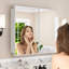 Armoire à pharmacie encastrée / à fixation en surface de 36 po x l 30 po avec miroirs, charnières à fermeture en douceur et tablettes réglables en verre pour le rangement de maquillage, de rasage ou de meuble-lavabo Elise-1039772039-1039772037