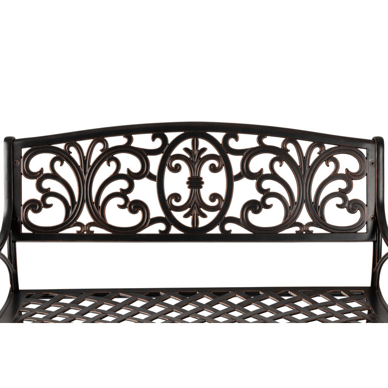 Banc de patio en aluminium moulé Cecatia Decat Sense DecATAT, antirouille, fabrication en métal - finition bronze antique