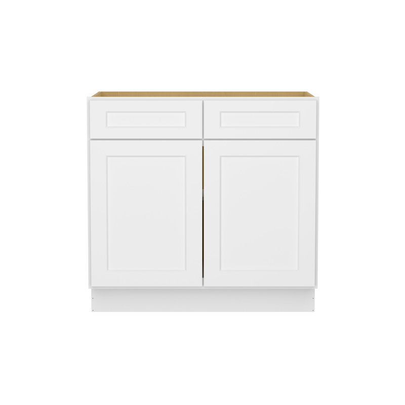 Meuble bas de cuisine à tiroirs avec 2 portes, à monter soi-même, 61 cm de profondeur x 91 cm de largeur x 88 cm de hauteur, blanc