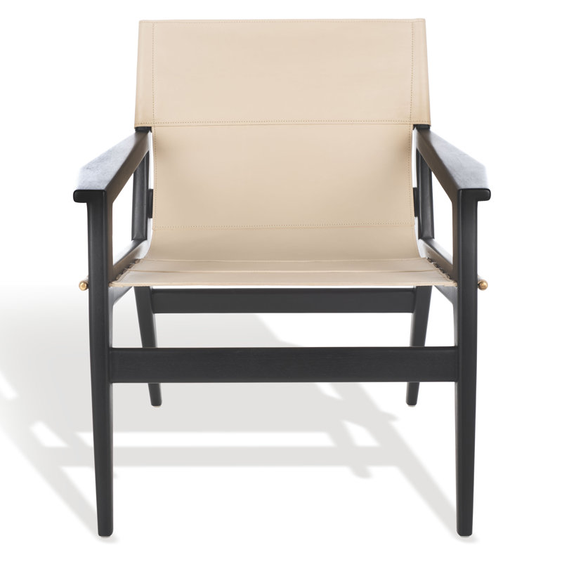 Tesso Leather Armchair, Black, White Genuine Leather