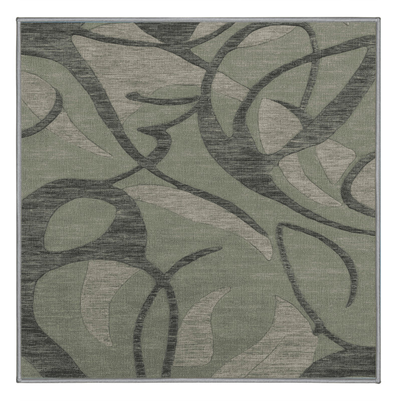 Tapis abstrait gris lavable à la machine, Carré 4 pi