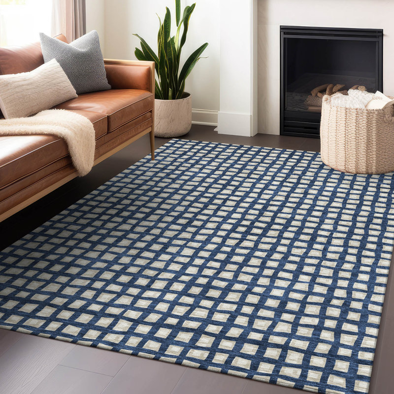 Premium Machine Washable Parramatta Blue Rug, Rectangle 8' x 10'