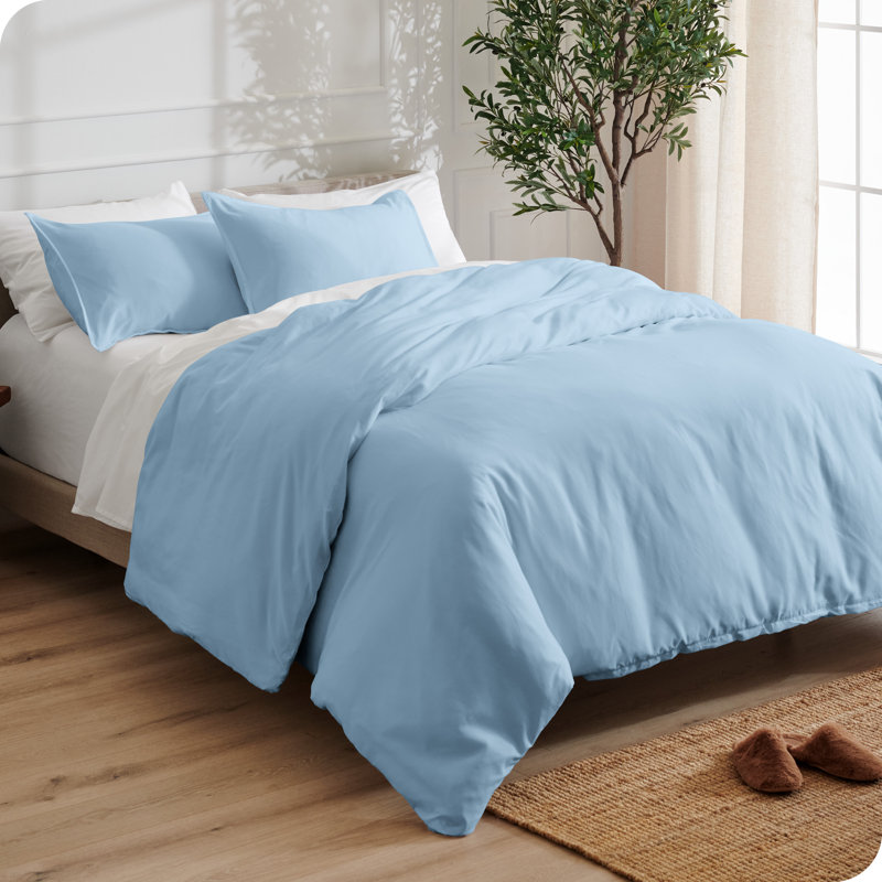  Ensemble de housse de couette en microfibre moderne et contemporain, Bleu clair