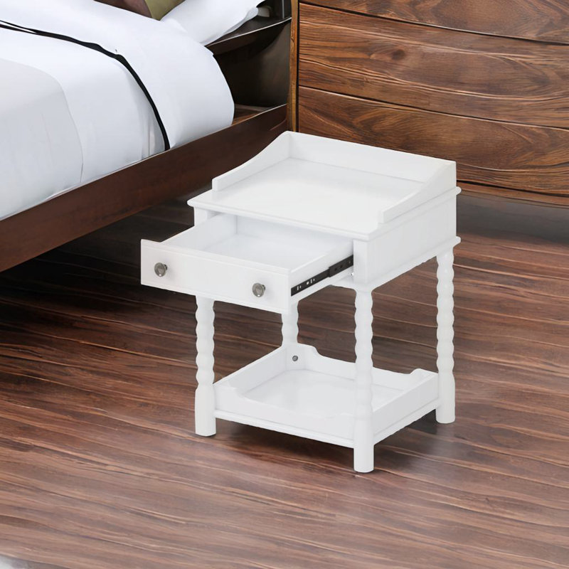 Table de chevet de style rétro, Blanc