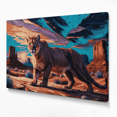«Southwestern Animals Mountain Lion 36», art mural sur toile mauve