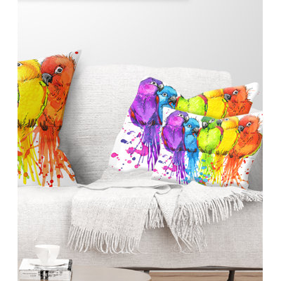 Colorful Parrots - Animal Printed Throw Pillow