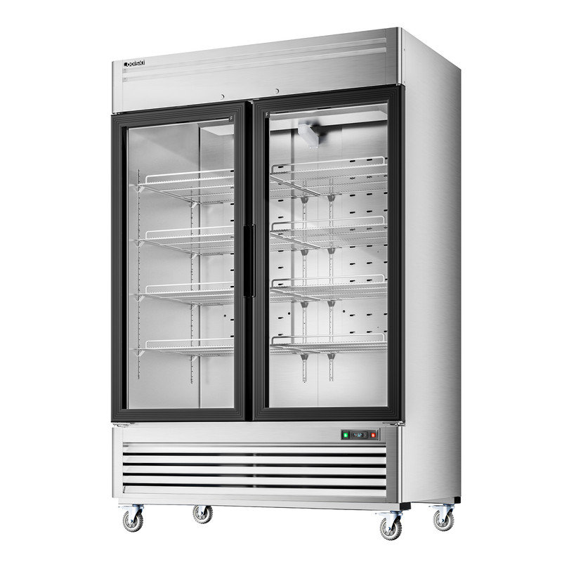 Coolski 54 po 47.5 cu. Congélateur vertical à 2 portes vitrées en acier inoxydable