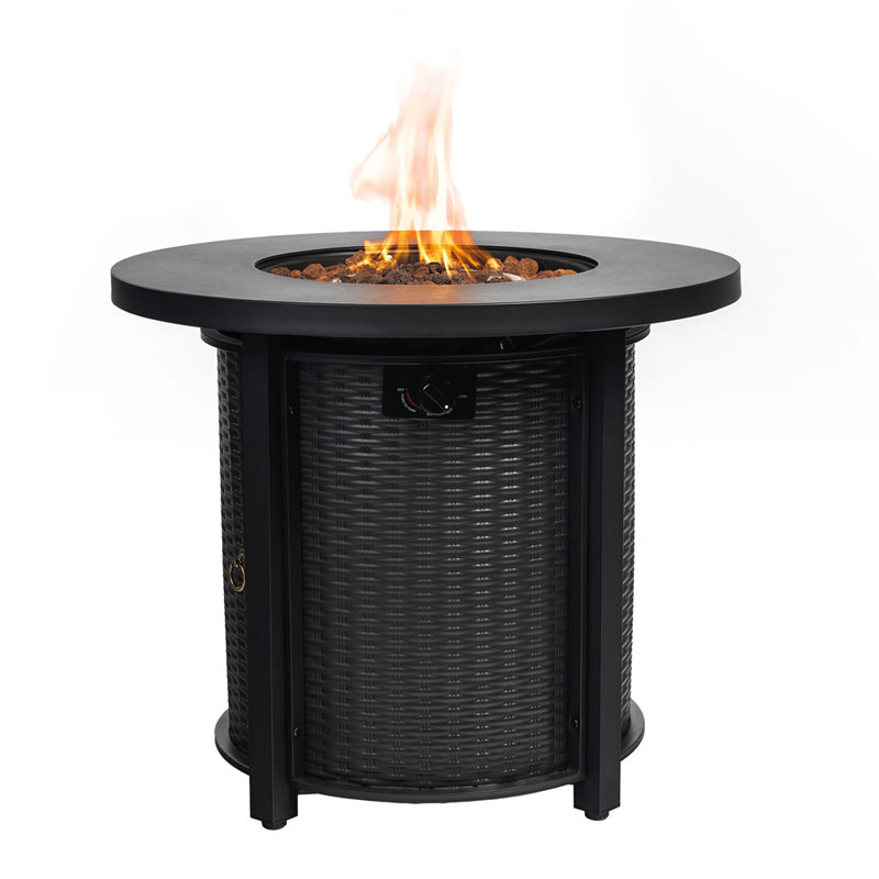 Propane Gas Fire Pit Table, 50000 BTU Round Steel For Outdoor Patio And Garden Gatherings, 24" H  x 30" W  x 30" D