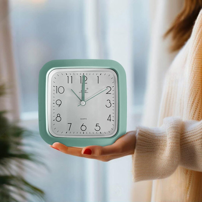 Quartz Movement / Crystal Alarm Tabletop Clock, Mint Green