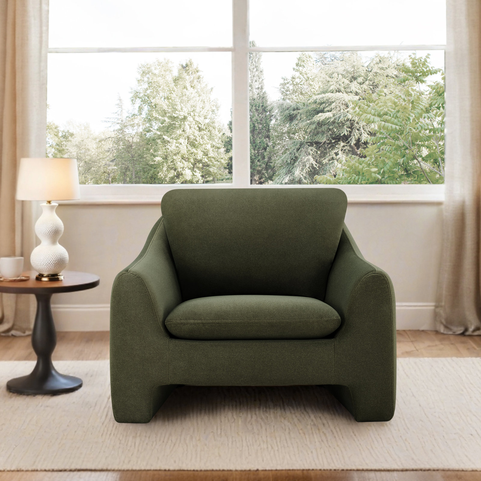 Elodie Pine Armchair, Vesper Forest Velvet