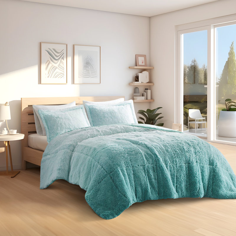 Ensemble d'édredon en polyester , Édredon double / grand + 2 taies décoratives sta, Turquoise