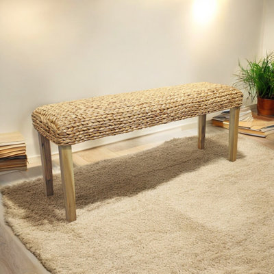 Frieda Hand-Woven Water Hyacinth Entryway Accent Bench by Beachcrest Home