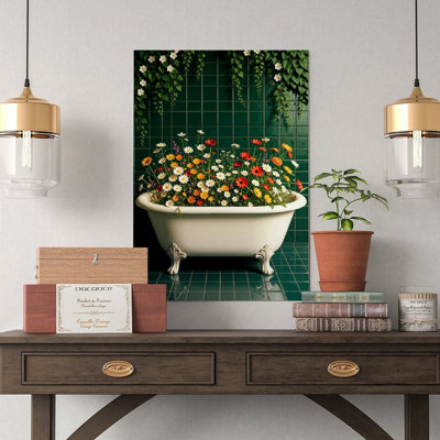 Canvas Wall Art Botanical Bathtub Canvas Wall Art,Green Floral Vintage Print Vintage Poster Print Home Decor